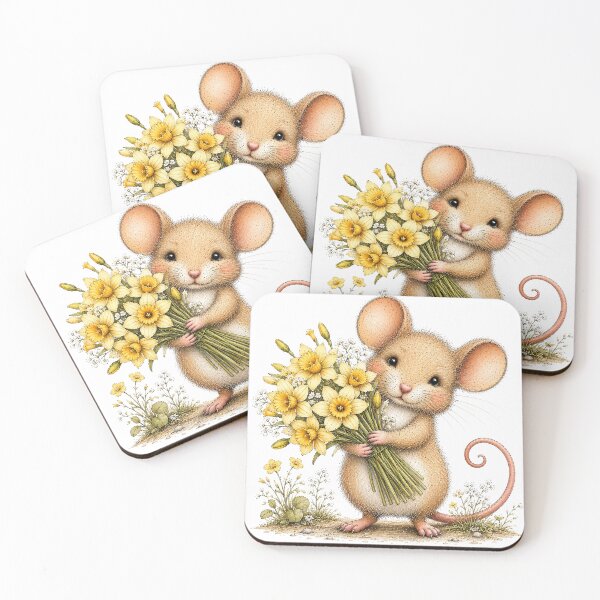 Item preview, Cute Mouse with Flower Bouquet designed and sold by PetalGarden.