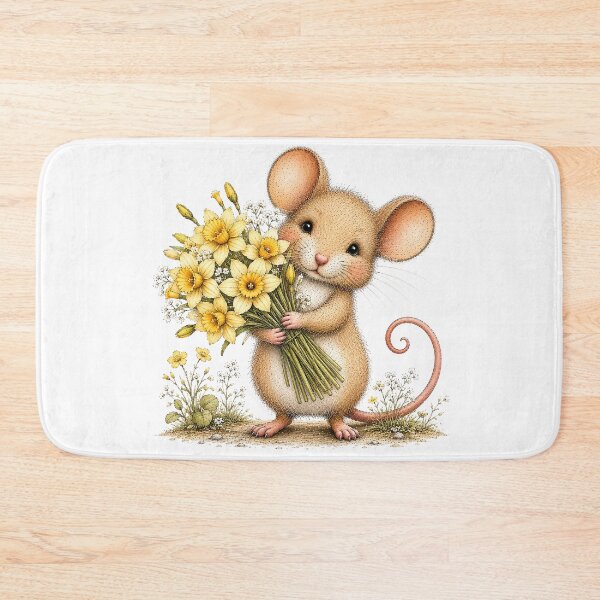 Item preview, Cute Mouse with Flower Bouquet designed and sold by PetalGarden.