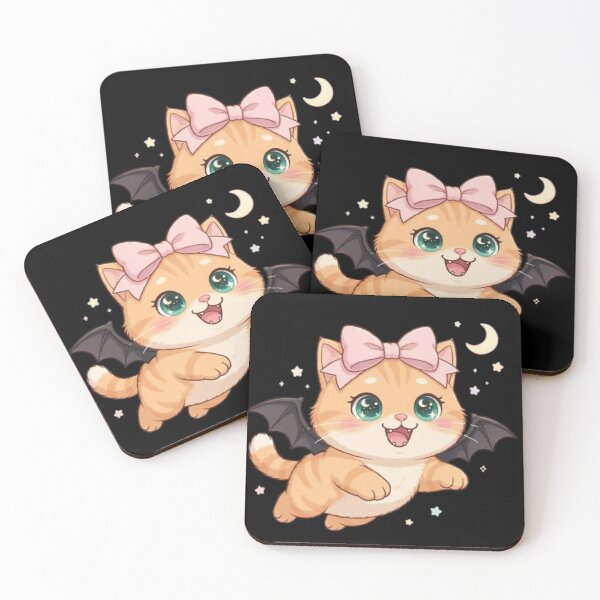 Item preview, Cute Halloween Bat Cat Flying Kawaii Vampire designed and sold by Moody Vibes Studio.