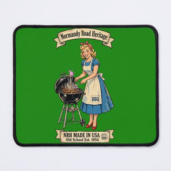 Item preview, Normandy Road Heritage 50s BBQ Pinup Girl Grill Sausage Retro Badge designed and sold by Normandy Road Heritage™ - Vintage Garage Art.