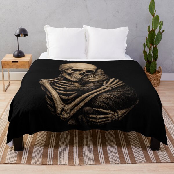 Item preview, Skeleton hugging a cat illustration halloween designed and sold by rafaeltto.