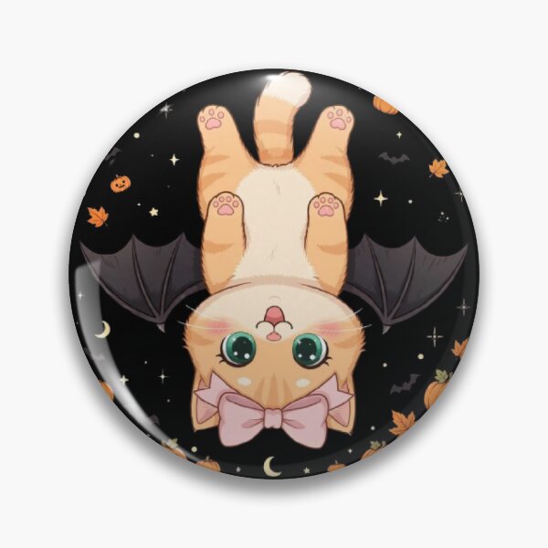 Item preview, Cute Halloween Bat Cat Upside Down Pumpkins Funny designed and sold by Moody Vibes Studio.