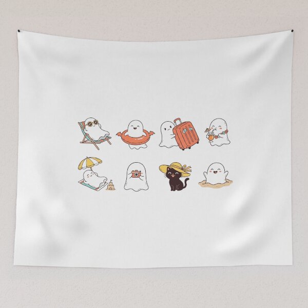 Item preview, Cute Halloween Ghost Vacation Sticker Set designed and sold by SassyArtistry.