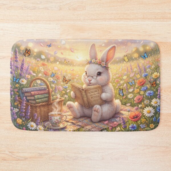 Item preview, Reading Bunny Sticker | Cute Book Lover Rabbit | Cozy Spring Cottagecore Art designed and sold by SebastianSpace.