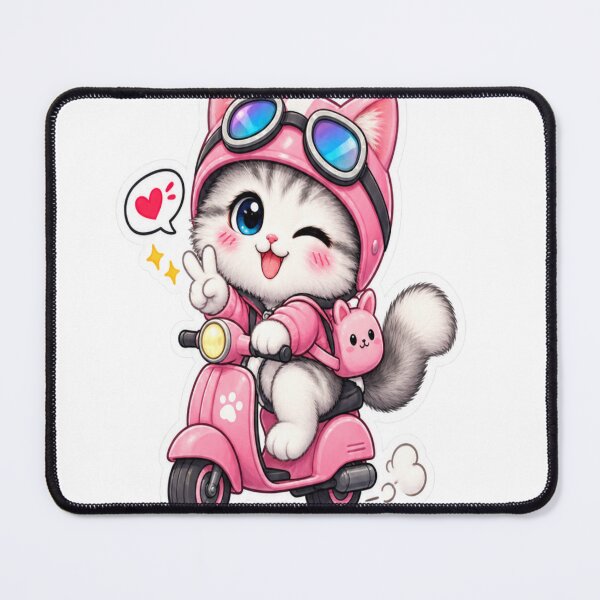 Item preview, Cute Pink Scooter Cat Kawaii Adventure Sticker designed and sold by Genzfirevibes.
