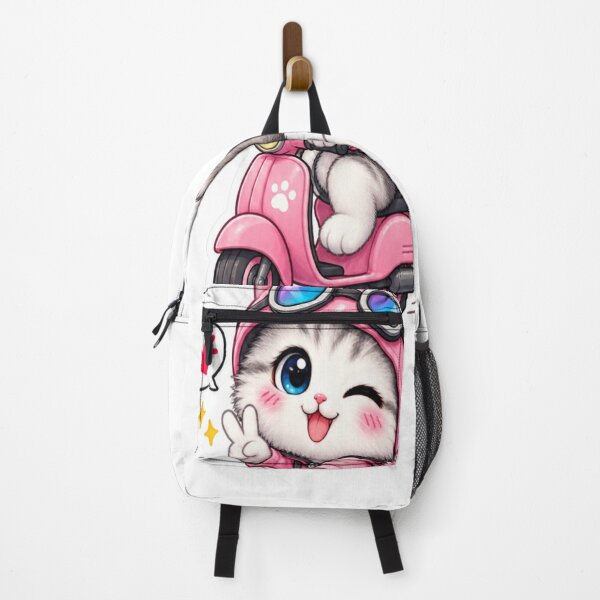 Item preview, Cute Pink Scooter Cat Kawaii Adventure Sticker designed and sold by Genzfirevibes.