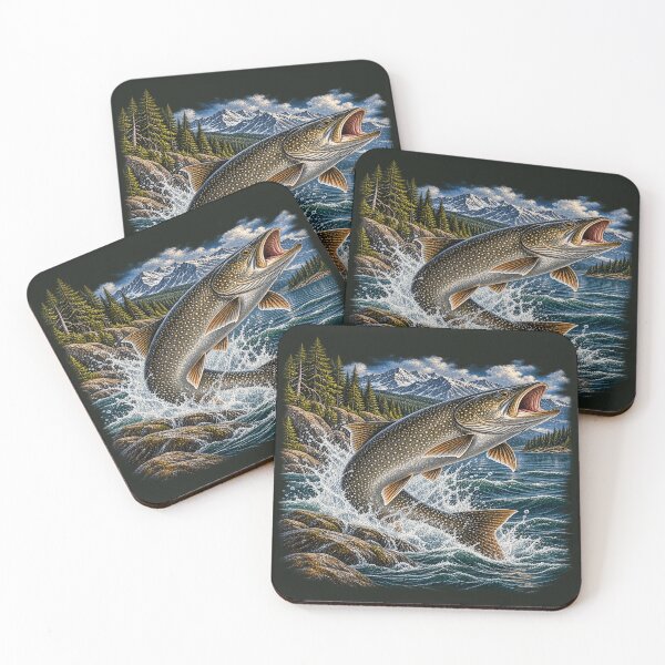 Item preview, Lake Trout Fishing – Trophy Lake Trout Wilderness Illustration designed and sold by Northbound Trail.