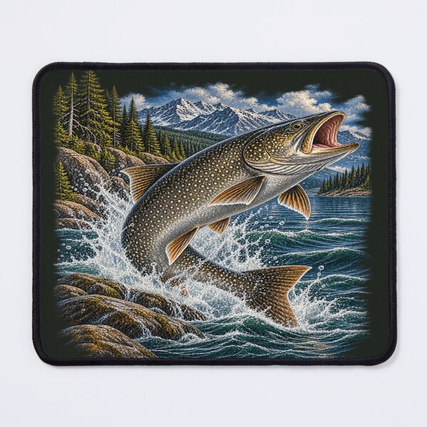 Item preview, Lake Trout Fishing – Trophy Lake Trout Wilderness Illustration designed and sold by Northbound Trail.