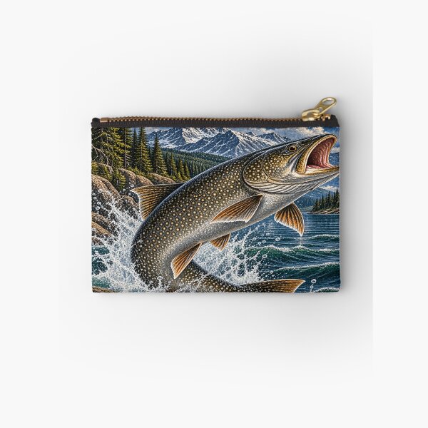Item preview, Lake Trout Fishing – Trophy Lake Trout Wilderness Illustration designed and sold by Northbound Trail.