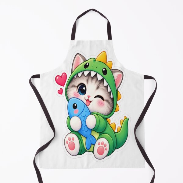 Item preview, Cute Dinosaur Cat Kawaii Cat With Fish Sticker designed and sold by Genzfirevibes.