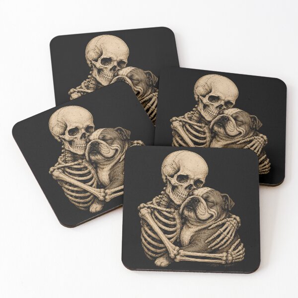 Item preview, Skeleton and Bulldog Embrace Design Halloween designed and sold by rafaeltto.