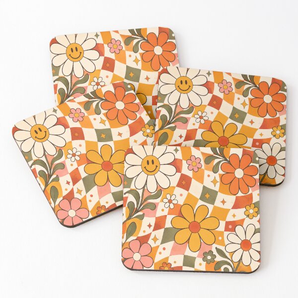 Item preview, Retro Checkerboard & Groovy Flowers designed and sold by teemix.