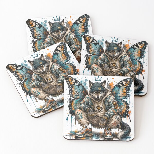 Item preview, Wolf Butterfly Hybrid – Urban Streetwear Graffiti Animal | Wild Transformation Art designed and sold by PLUSHIWORLDtm.