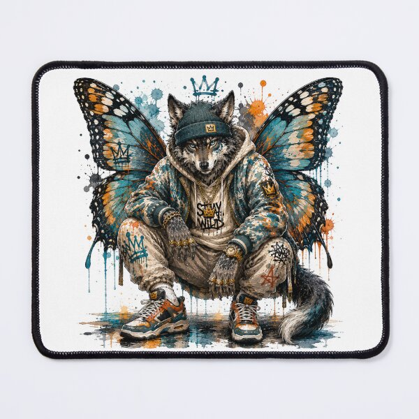 Item preview, Wolf Butterfly Hybrid – Urban Streetwear Graffiti Animal | Wild Transformation Art designed and sold by PLUSHIWORLDtm.