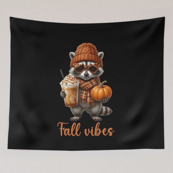 Item preview, Fall Vibes Raccoon with Pumpkin and Coffee designed and sold by Trendvia .