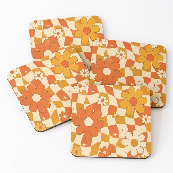 Item preview, Retro Checkerboard Groovy Flowers 70s Vintage Floral designed and sold by teemix.