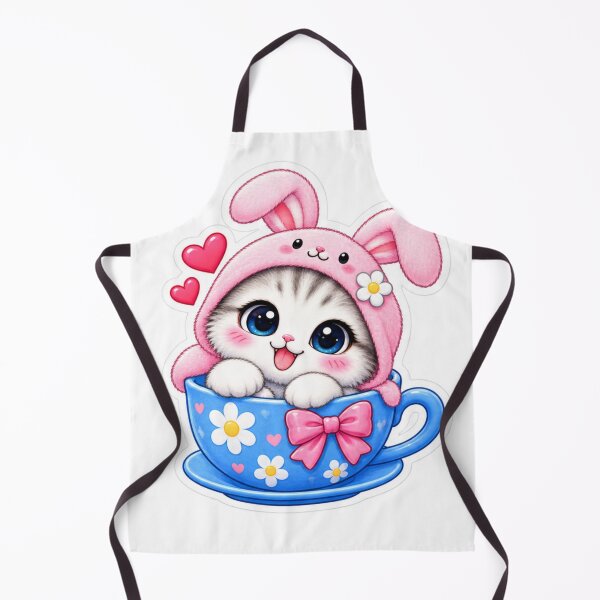 Item preview, Cute Bunny Cat in Teacup Kawaii Sticker designed and sold by Genzfirevibes.