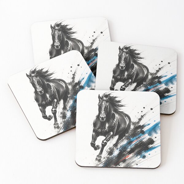 Item preview, Galloping Black Horse Sumi-e Ink Splash Art designed and sold by mtyk-so.