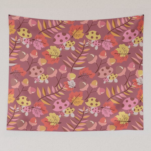 Item preview, Autumn Mushroom and Acorn Seamless Pattern designed and sold by PowerAntShop.