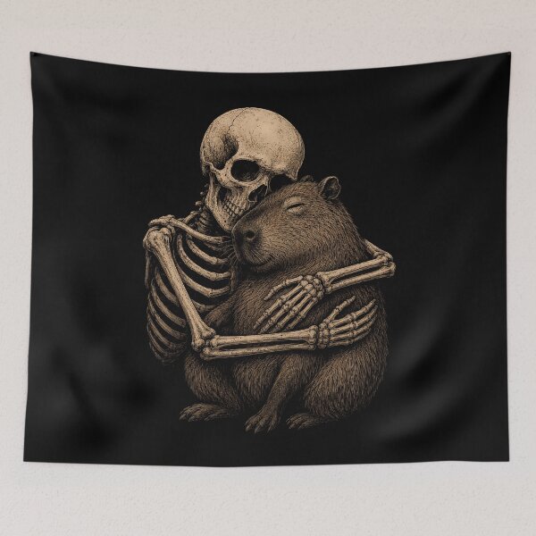 Item preview, Skeleton and Capybara Embrace Design Halloween designed and sold by rafaeltto.