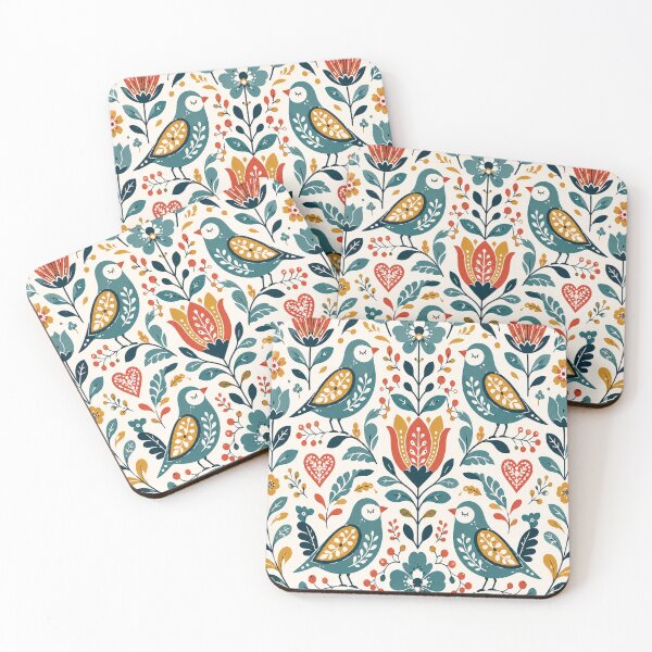 Item preview, Scandinavian Folk Art Floral Pattern designed and sold by teemix.