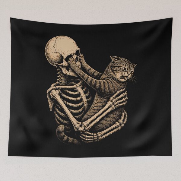 Item preview, Skeleton and Cat Embrace Design Halloween designed and sold by rafaeltto.