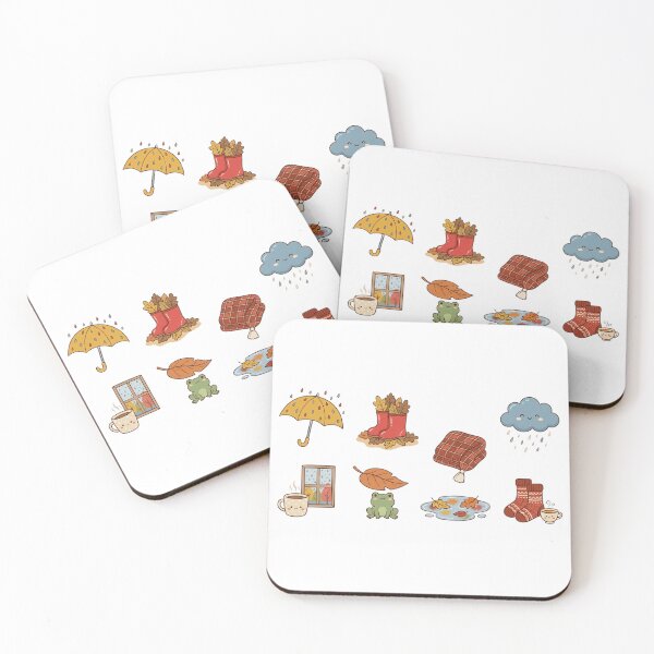 Item preview, Cute Cozy Rainy Autumn Sticker Set designed and sold by SassyArtistry.