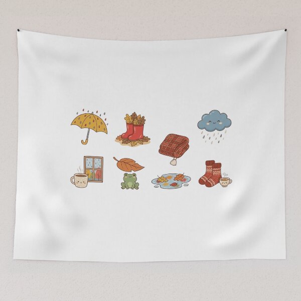 Item preview, Cute Cozy Rainy Autumn Sticker Set designed and sold by SassyArtistry.