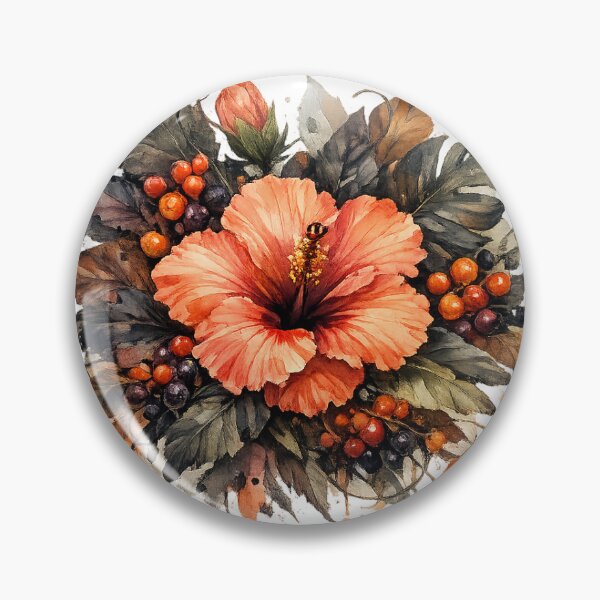 Item preview, Halloween Coral Hibiscus | Tropical Botanical Watercolor designed and sold by Nolmo.