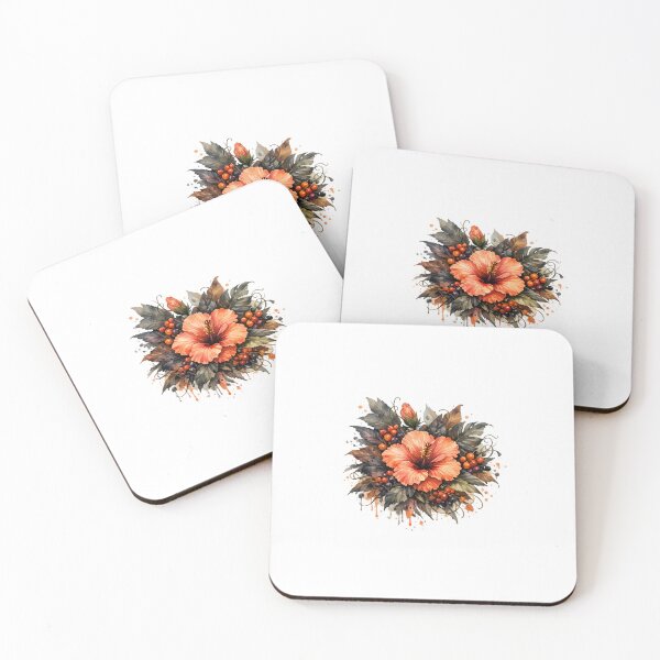 Item preview, Halloween Coral Hibiscus | Tropical Botanical Watercolor designed and sold by Nolmo.