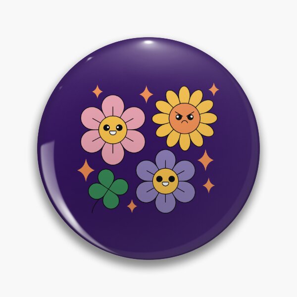 Item preview, Cute Happy and Angry Flowers Retro 70s Kawaii designed and sold by SolutionsArt.