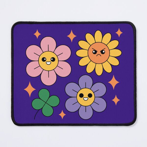 Item preview, Cute Happy and Angry Flowers Retro 70s Kawaii designed and sold by SolutionsArt.
