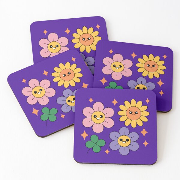Item preview, Cute Happy and Angry Flowers Retro 70s Kawaii designed and sold by SolutionsArt.