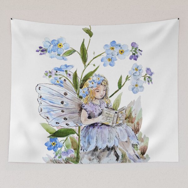 Item preview, hand painted blue forget me not flower fairy  designed and sold by SelenePaintings .