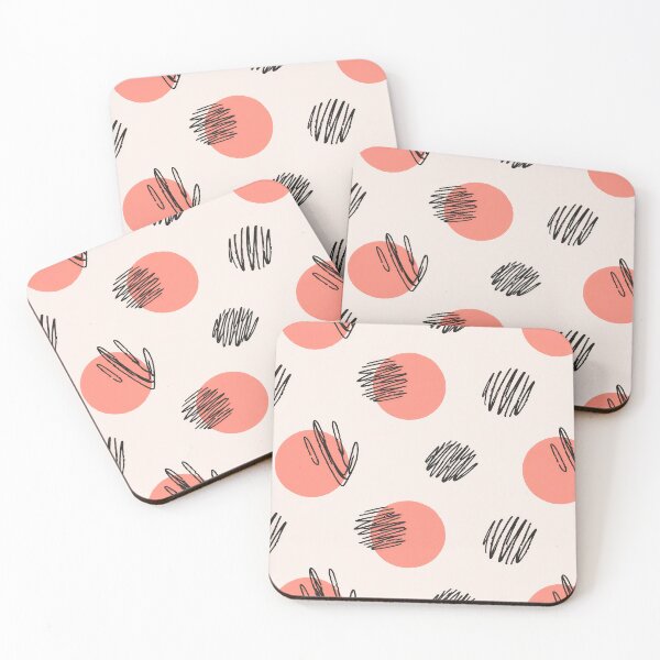 Item preview, Pattern with coral circles and black scribble sketch marks designed and sold by EvgeniiV.