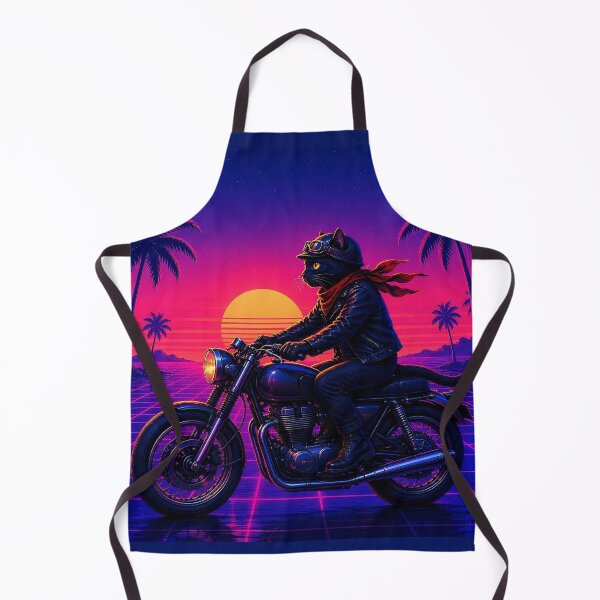 Item preview, Synthwave Cat Rider – Retro Motorcycle Artwork designed and sold by Dogandesighn.