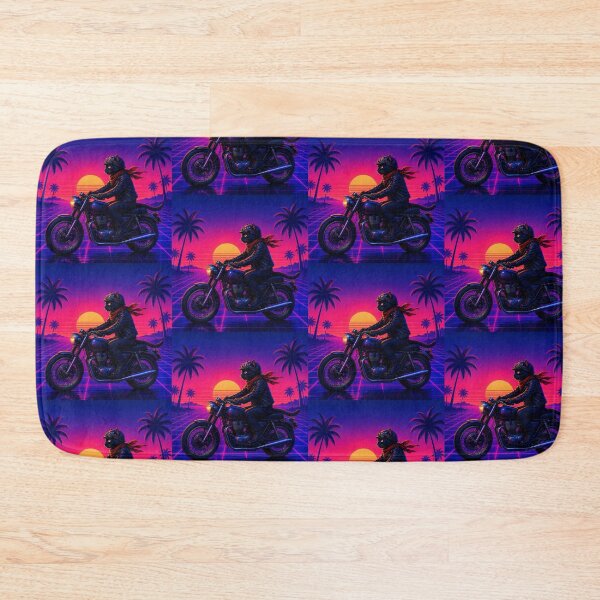 Item preview, Synthwave Cat Rider – Retro Motorcycle Artwork designed and sold by Dogandesighn.