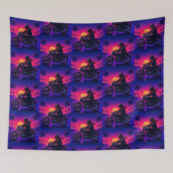 Item preview, Synthwave Cat Rider – Retro Motorcycle Artwork designed and sold by Dogandesighn.