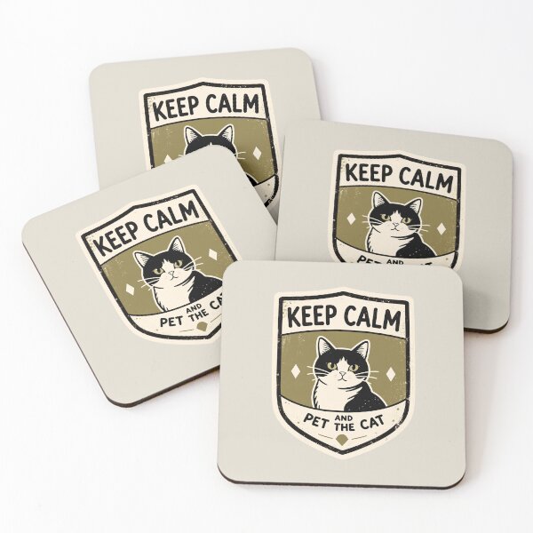 Item preview, KEEP CALM AND PET THE CAT – Confident Retro Illustrated Cat Vintage Cats Design designed and sold by tarkone.