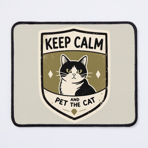Item preview, KEEP CALM AND PET THE CAT – Confident Retro Illustrated Cat Vintage Cats Design designed and sold by tarkone.