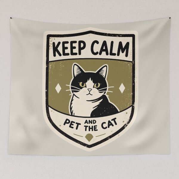 Item preview, KEEP CALM AND PET THE CAT – Confident Retro Illustrated Cat Vintage Cats Design designed and sold by tarkone.