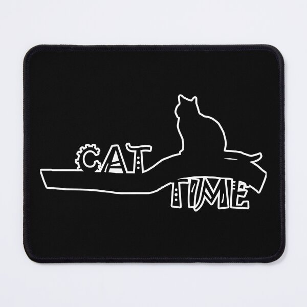 Item preview, Minimalist Black Cat Silhouette Whimsical Cat Time Typography Art designed and sold by artistomake.