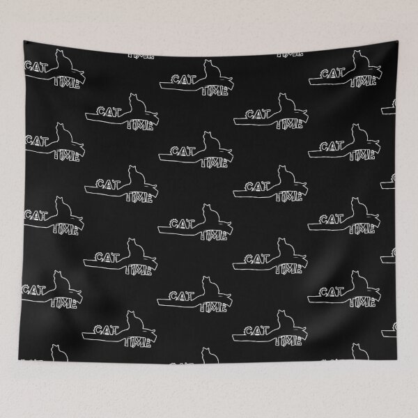 Item preview, Minimalist Black Cat Silhouette Whimsical Cat Time Typography Art designed and sold by artistomake.