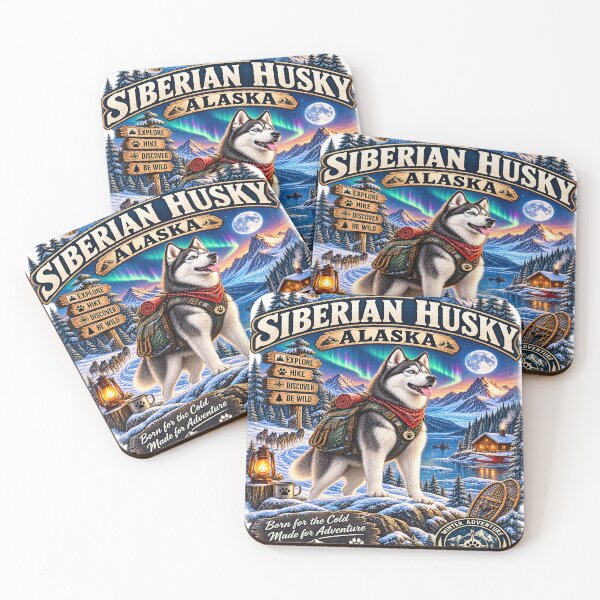 Item preview, Siberian Husky Alaska Northern Lights Winter Adventure Dog designed and sold by TeeVibeHaus.