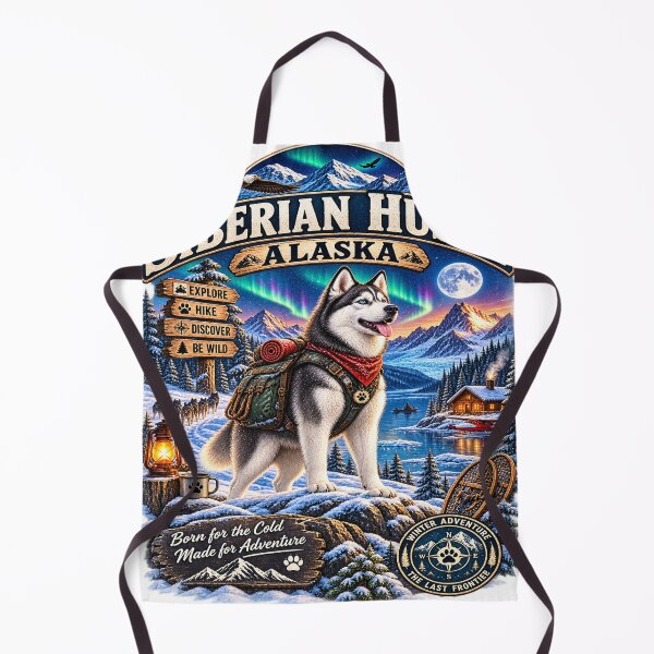 Item preview, Siberian Husky Alaska Northern Lights Winter Adventure Dog designed and sold by TeeVibeHaus.