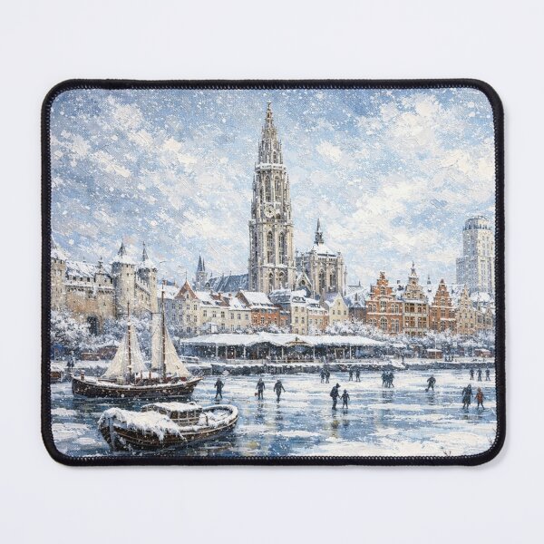 Item preview, Antwerp in Belgium painting – A Winter Scene in This Beautiful European City. designed and sold by GalleryKauffeld.