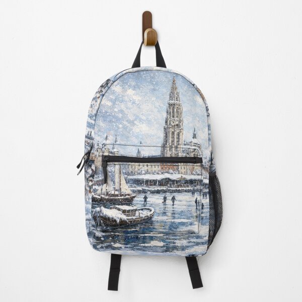 Item preview, Antwerp in Belgium painting – A Winter Scene in This Beautiful European City. designed and sold by GalleryKauffeld.