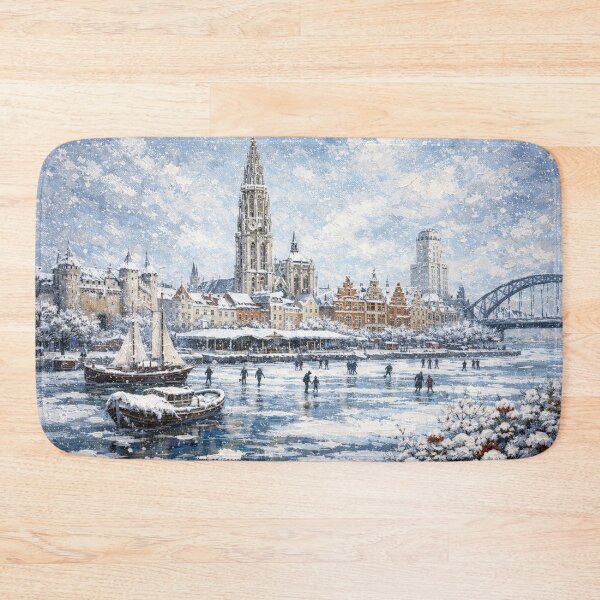 Item preview, Antwerp in Belgium painting – A Winter Scene in This Beautiful European City. designed and sold by GalleryKauffeld.
