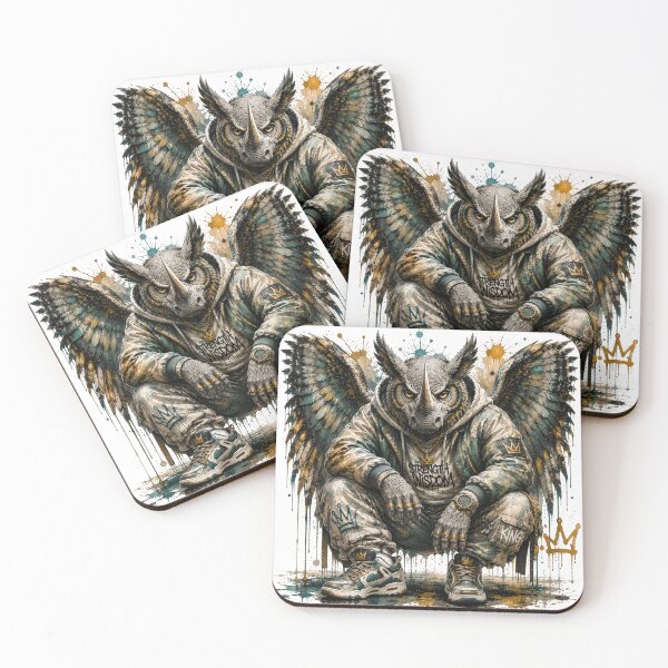 Item preview, Rhino Owl Hybrid – Urban Streetwear Graffiti Animal | Strength & Wisdom Art designed and sold by PLUSHIWORLDtm.