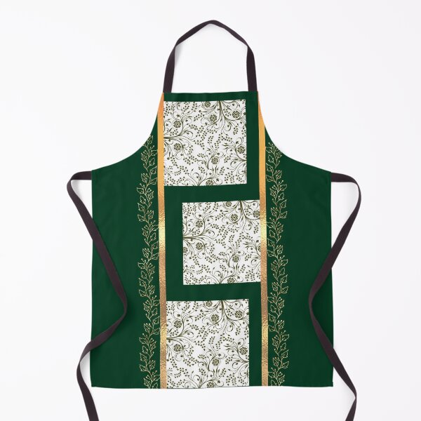 Item preview, Emerald Green & Gold Floral Vine Geometric Tiles Pattern designed and sold by Verantia.